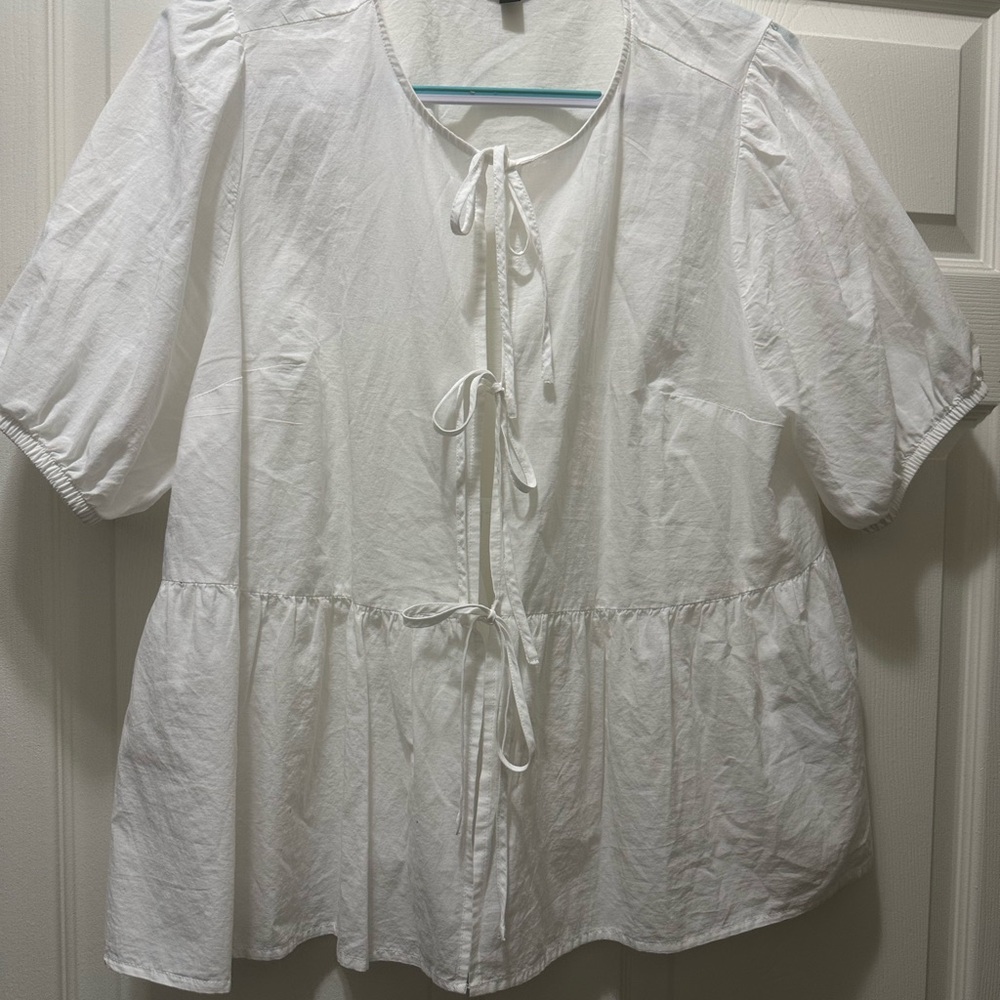 Torrid Puff Sleeve Tie Front Blouse